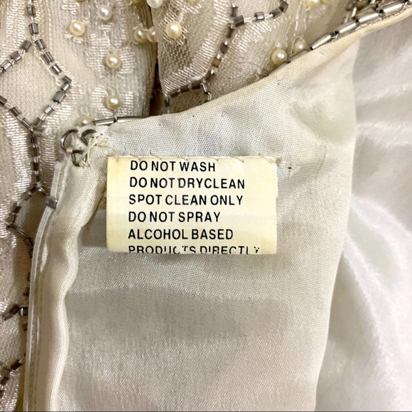 Vtg 80’s Stenay Champagne Beaded Short Gown 10 - Picture 14 of 16